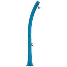 Doccia Blu Riscaldamento Solare Piscina Curva Polietilene HD 226 cm, Soffione Rotondo 15,24 cm, Serbatoio 25L, Rubinetto Lavapiedi, Filtro Anticalcare e Copertura, Accessori Metallo