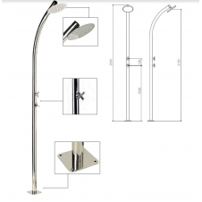 Doccia arredo giardino in acciaio inox AISI 316 L modello Venus